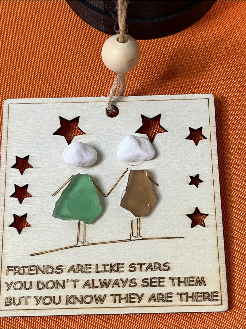 6/$20 Hand-Painted Friends Ceramic Hanging Plaque - Green & Tan